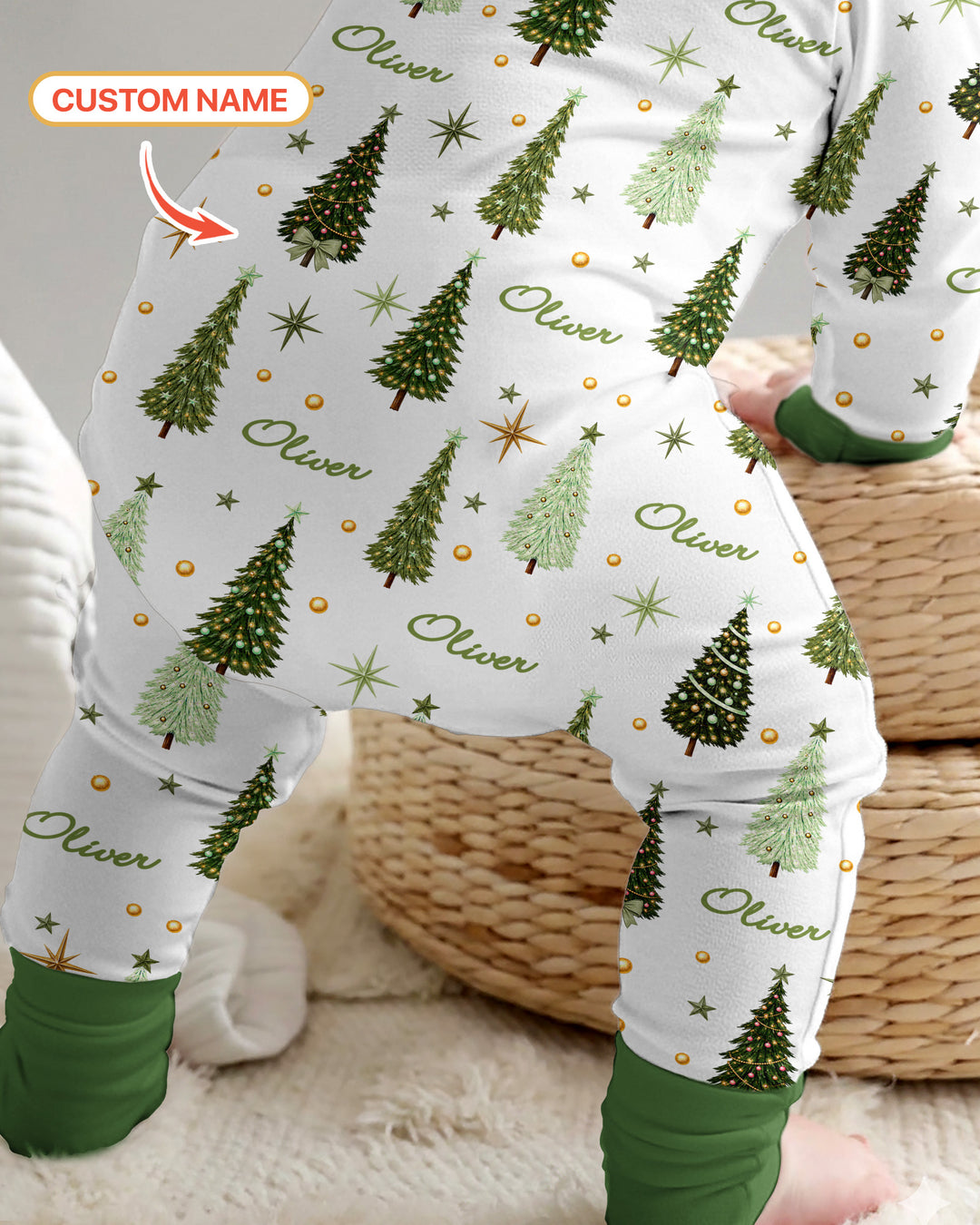 Custom Name Merry Christmas Tree Bamboo Convertible Zippy
