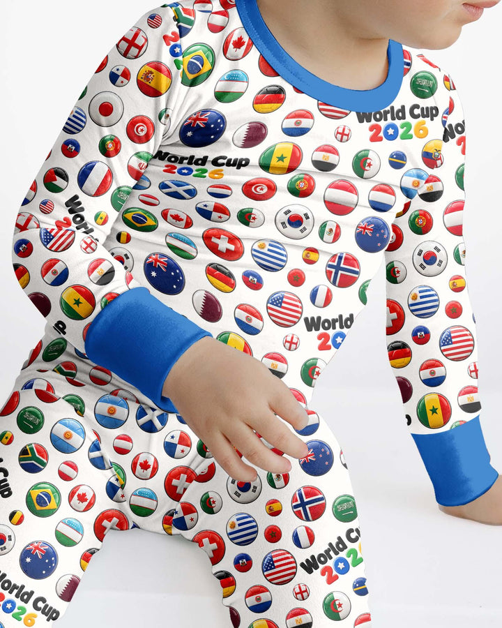 Soccer Cup All Country Balls Bamboo Two Piece Long Sleeve Pajama Set