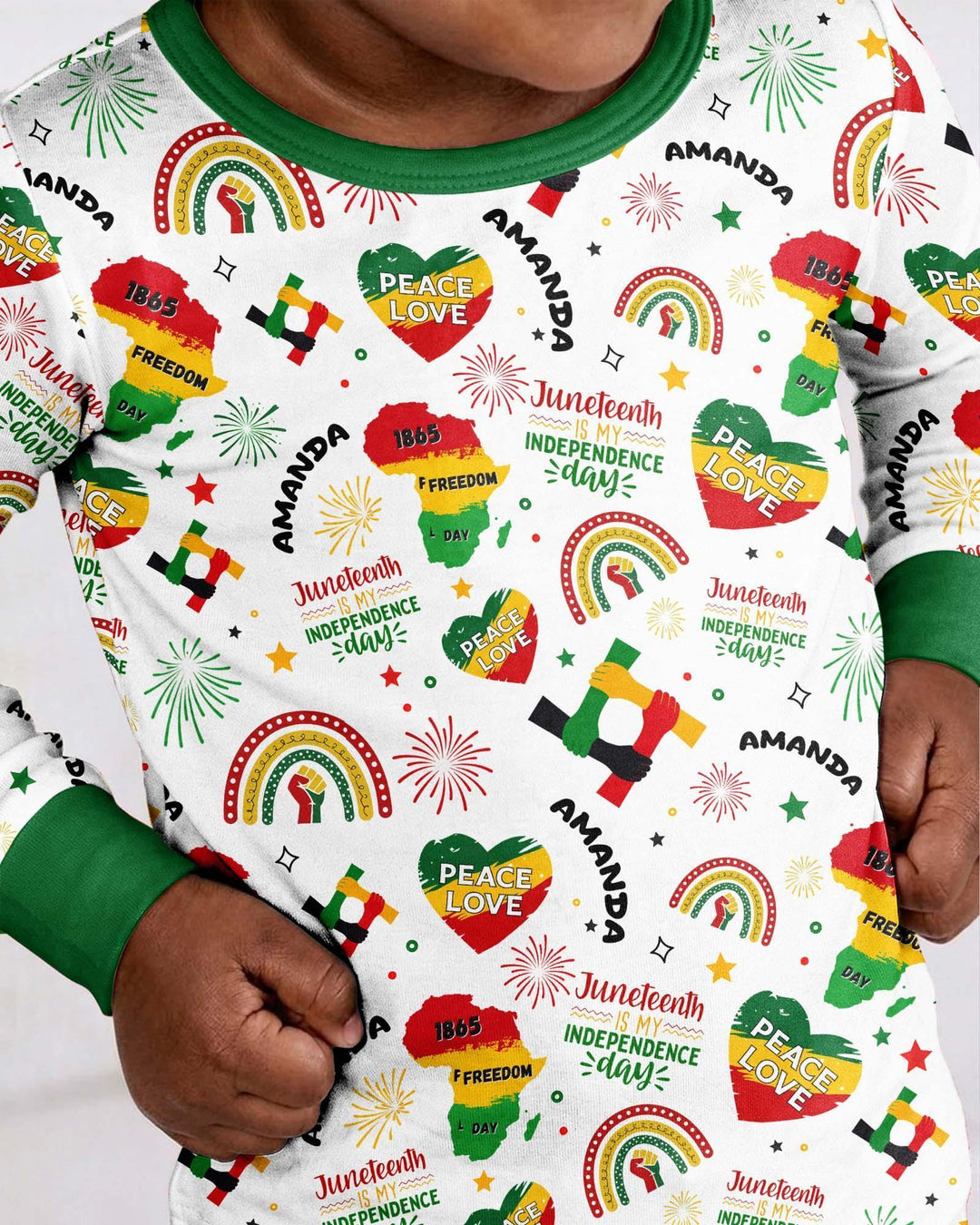 Custom Name Juneteenth Is My Independence Day Bamboo Two Piece Long Sleeve Pajama Set