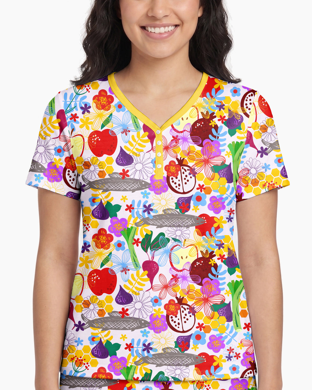 Happy Rosh Hashanah Bamboo Women Short Sleeve Short Pajama Set