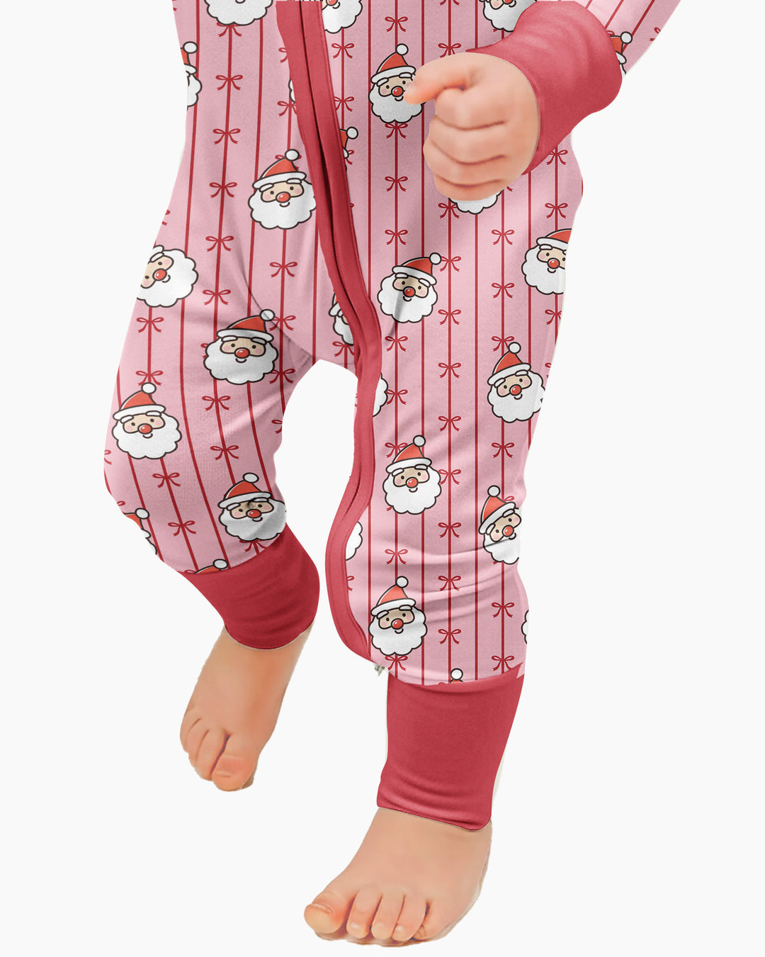 Pink Santa Bow Stripe Christmas Bamboo Convertible Zippy