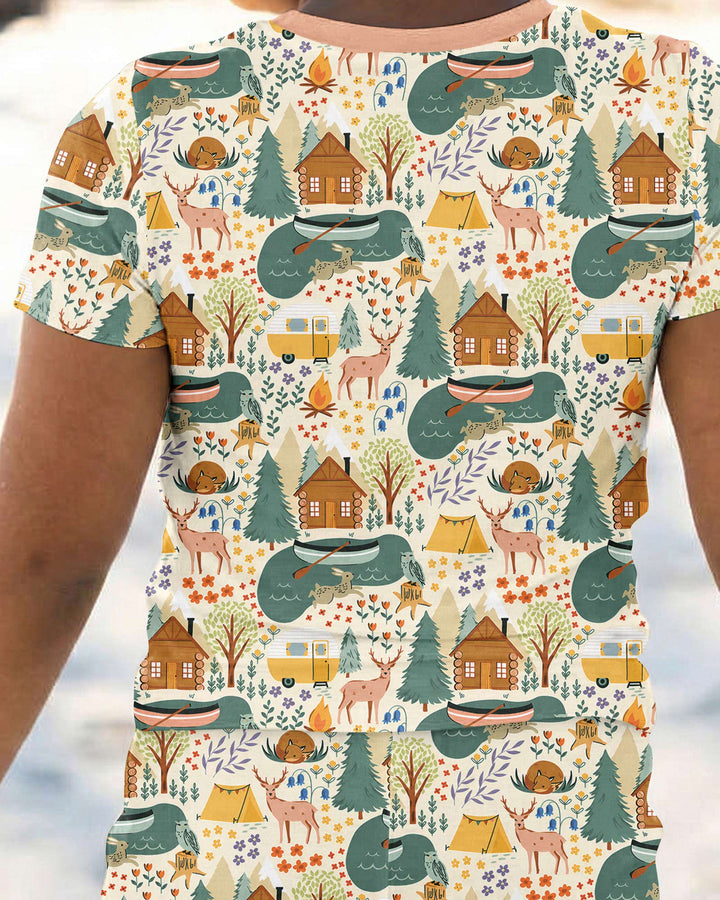 Conjunto de pijama de dos piezas de manga corta de bambú