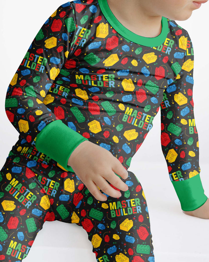 Brick Toy Master Builder Bamboo Two Piece Long Sleeve Pajama Set