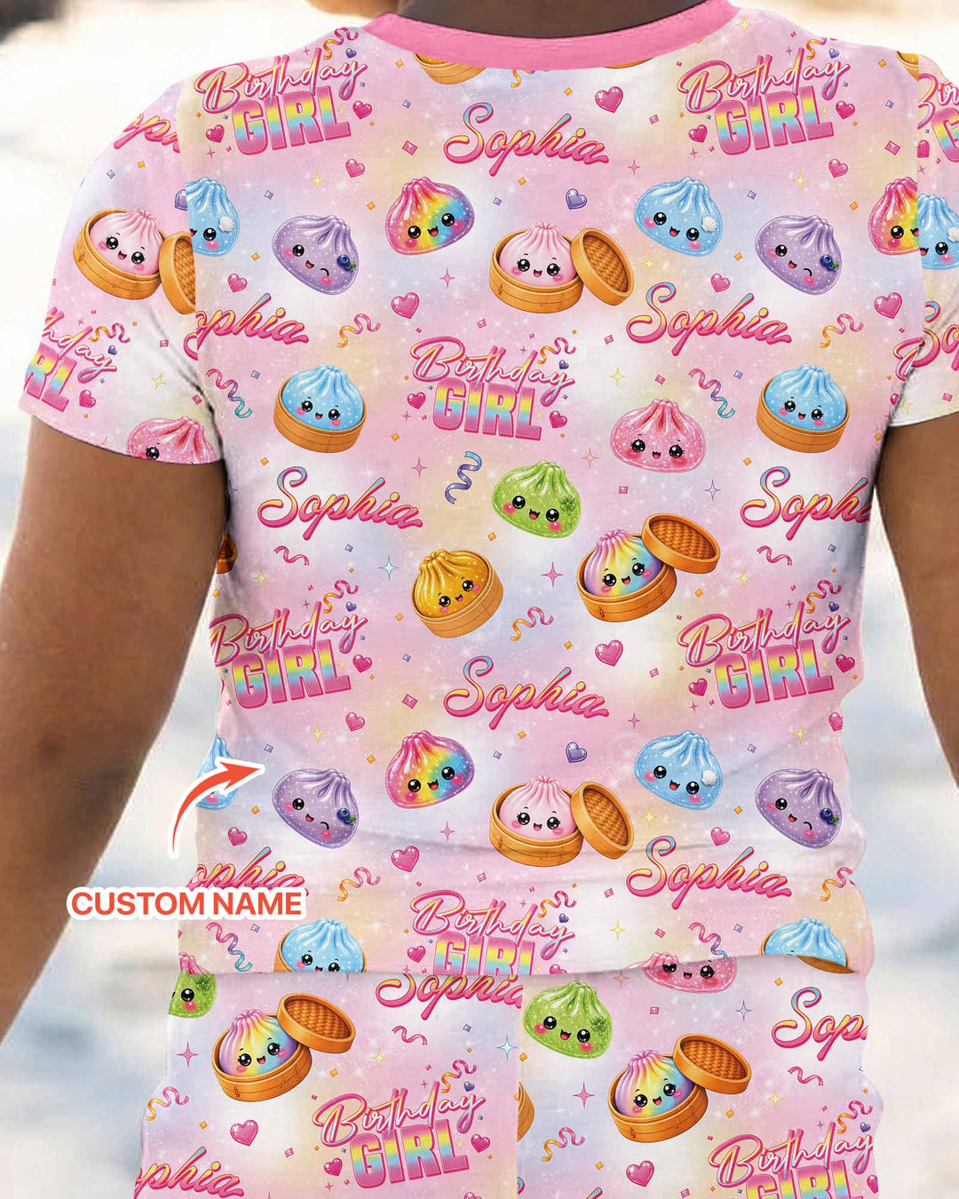 Birthday Girl Glitter Dumpling Bamboo Two Piece Short Sleeve Pajama Set