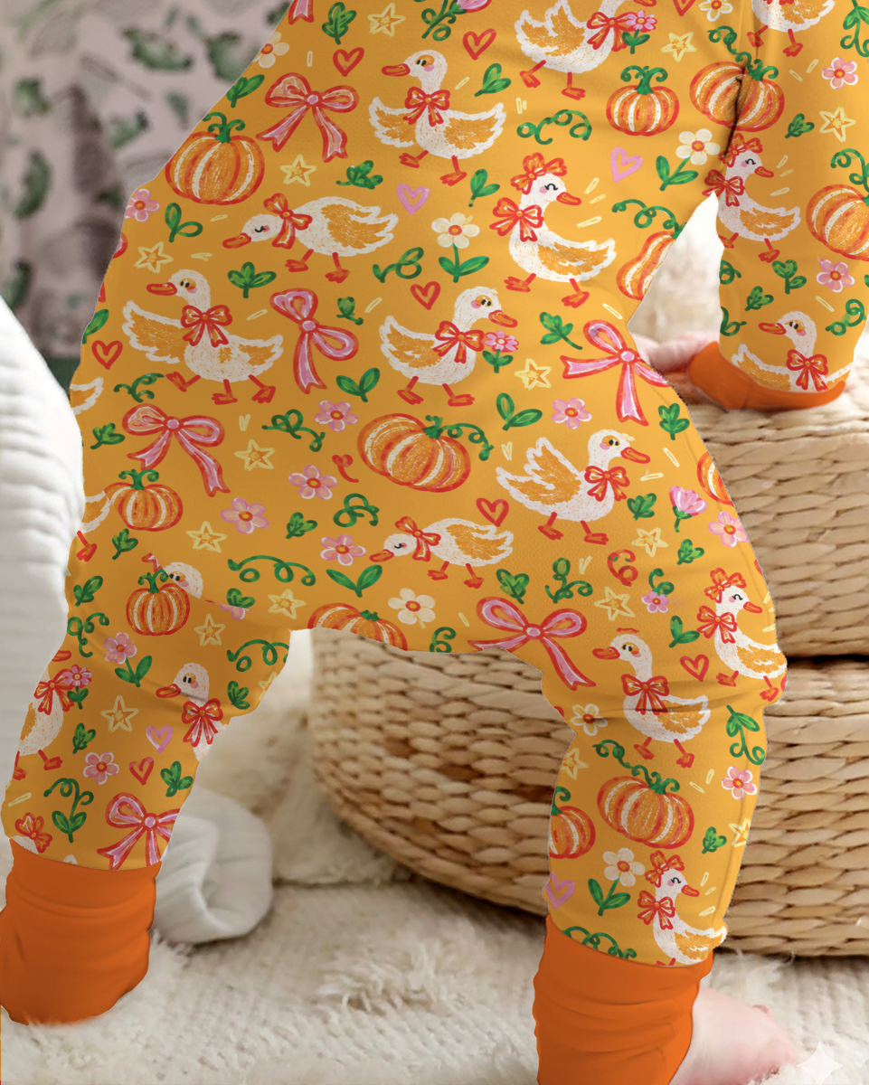 Cute Duck Pumpkin Fall Bamboo Convertible Zippy