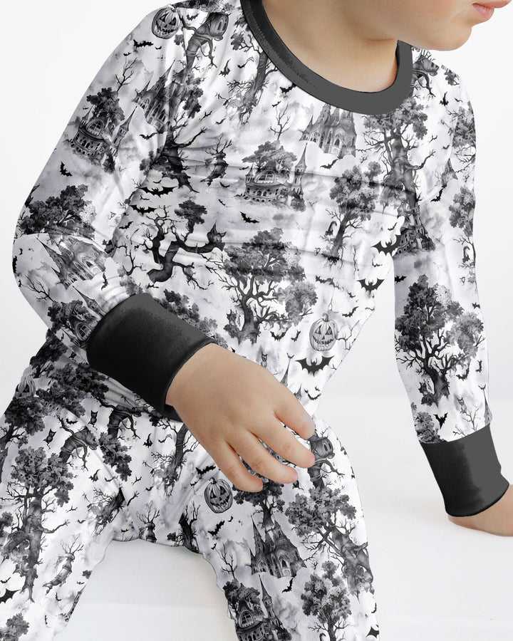 Gothic Halloween Chinoiserie Bamboo Two Piece Long Sleeve Pajama Set
