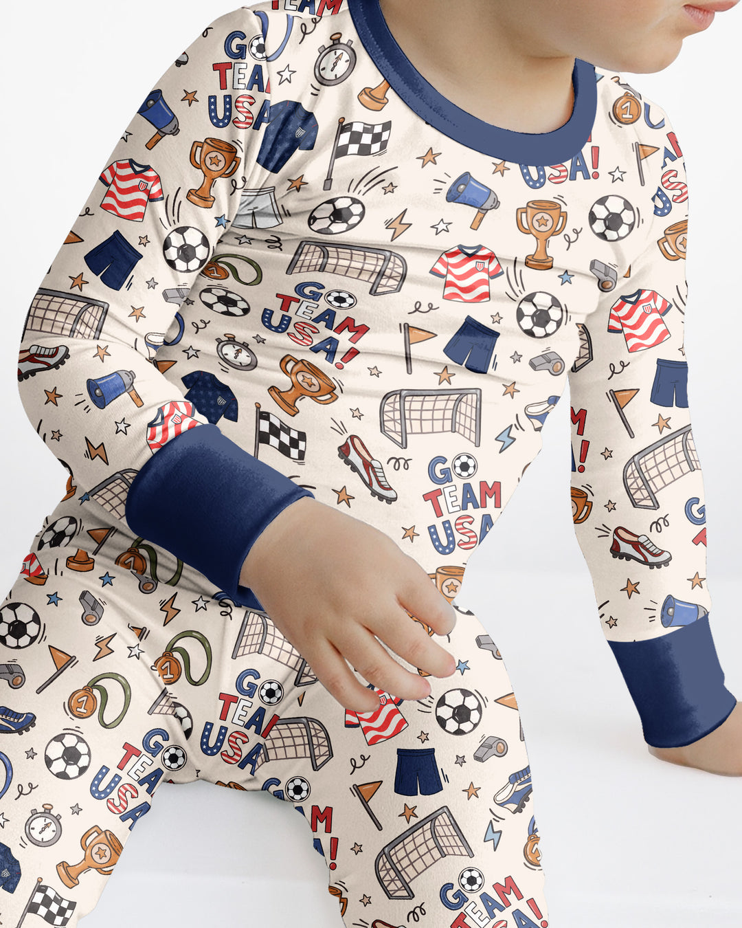Soccer Go Team USA Bamboo Two Piece Long Sleeve Pajama Set