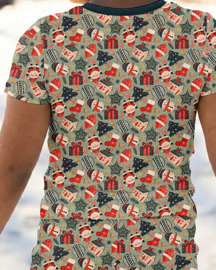 Christmas Ornaments Bamboo Two Piece Short Sleeve Pajama Set