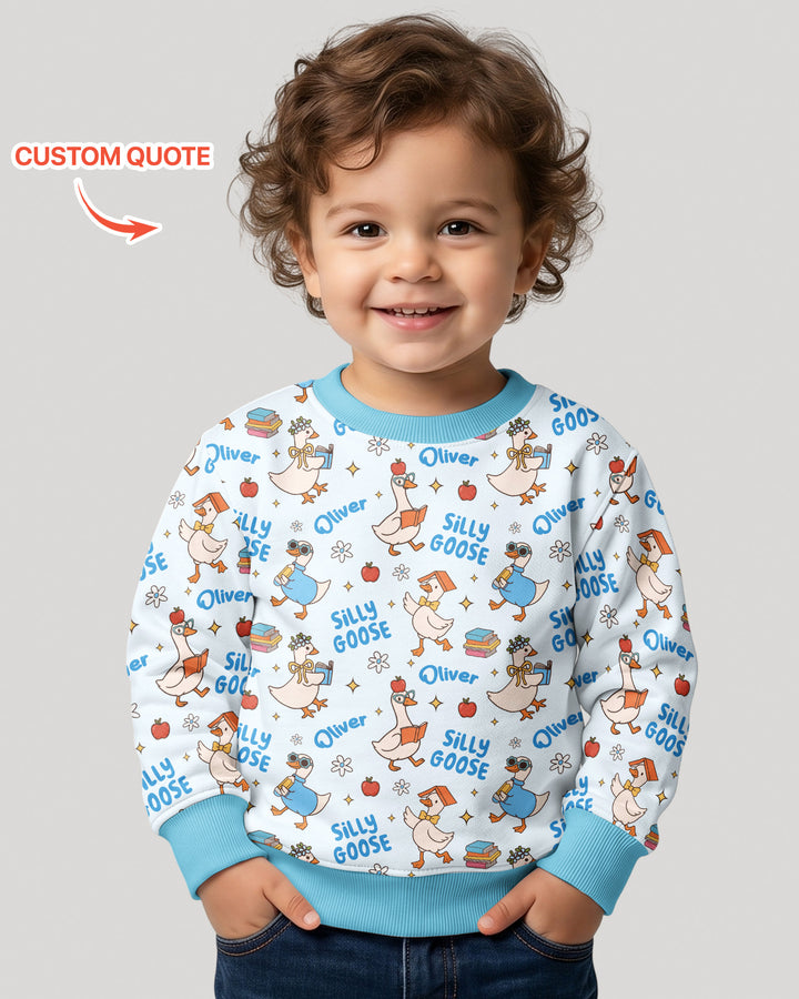 Custom Name Silly Goose Back to School Bamboo Crewneck Sweatshirt