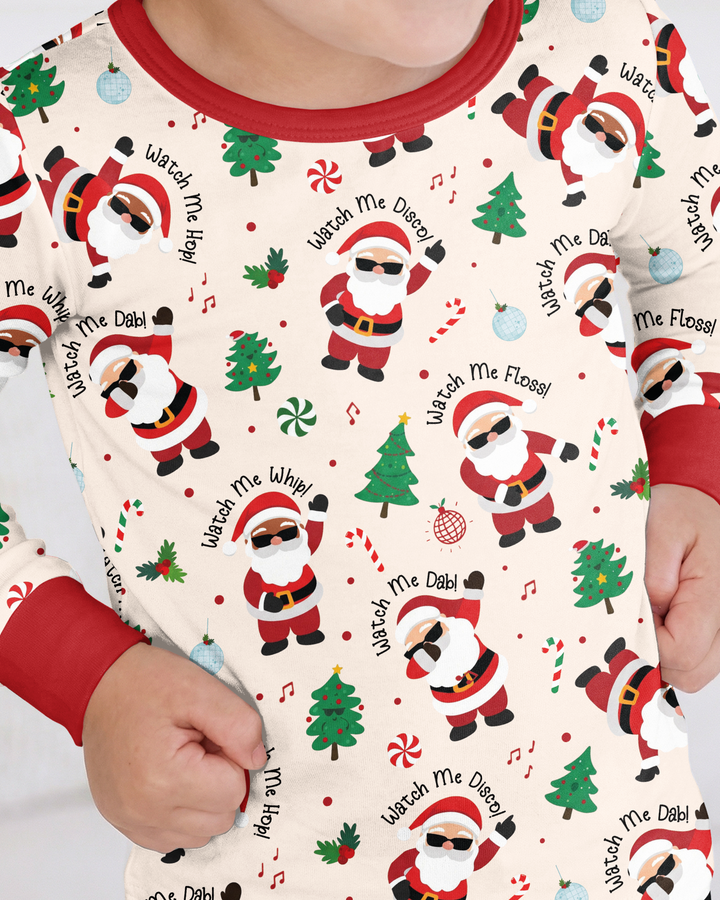 Santa's Christmas Dance Party Bamboo Two Piece Long Sleeve Pajama Set