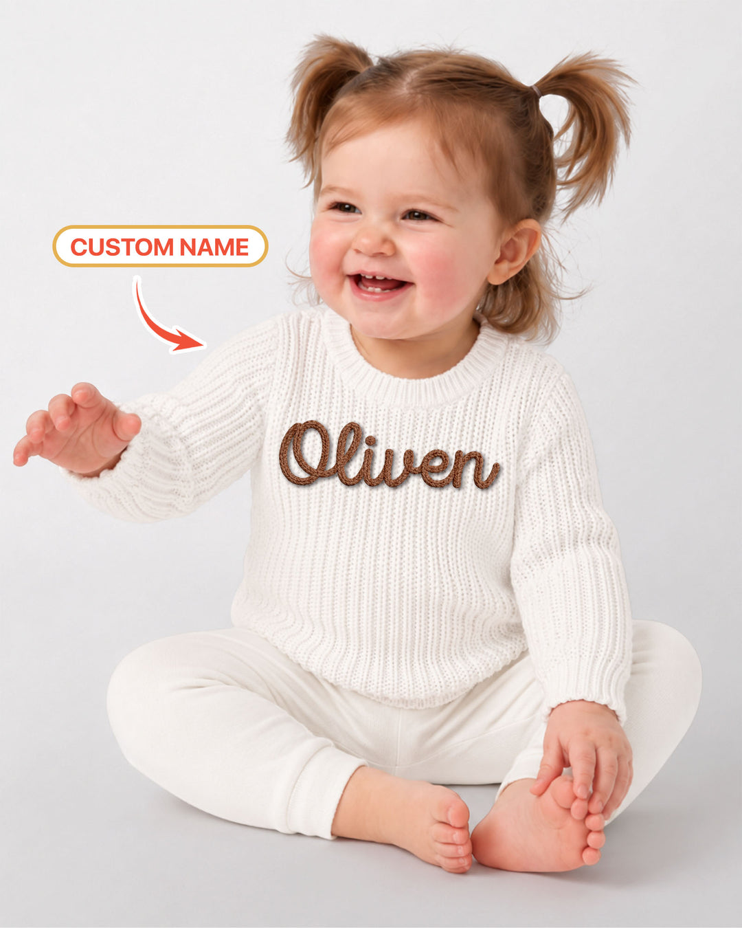 Embroidered Baby Name Bamboo Knit Sweater Bubble