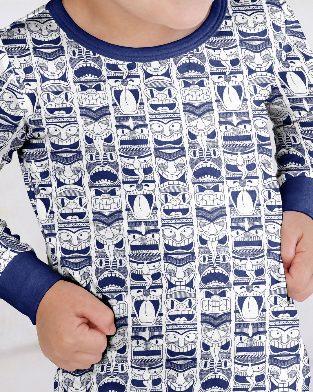 Friendly Totem Pole Figures Bamboo Two Piece Long Sleeve Pajama Set