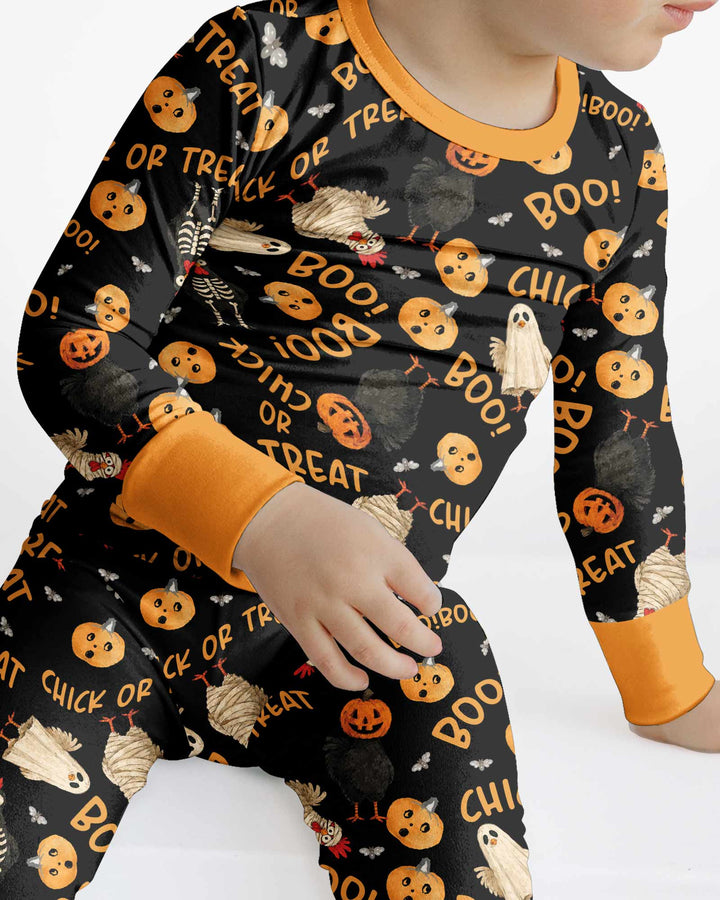 Halloween Chick or Treat Bamboo Two Piece Long Sleeve Pajama Set