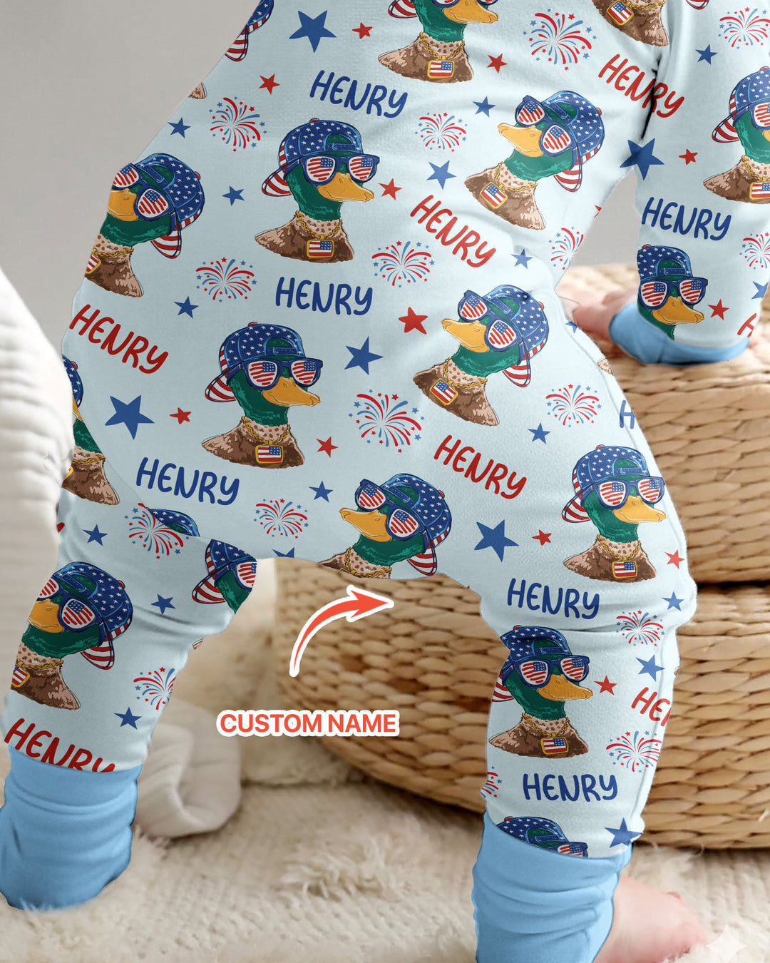 Custom Name Patriotic Mallard Duck Bamboo Convertible Zippy