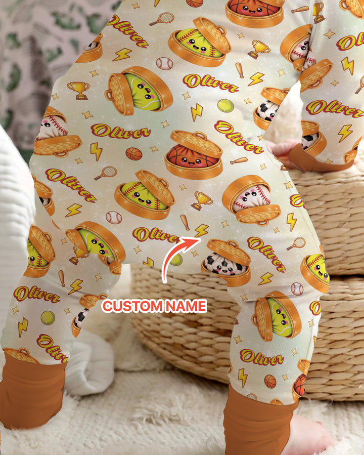Custom Name Sports Dumpling Bamboo Convertible Zippy