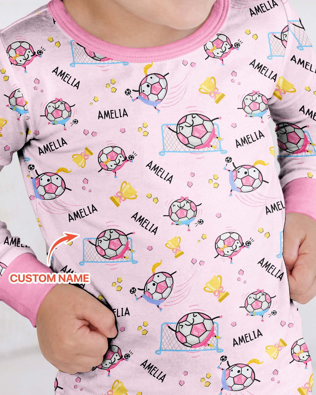 Custom Name Soccer Dad Team Matching Two Piece Long Sleeve Pajama Set