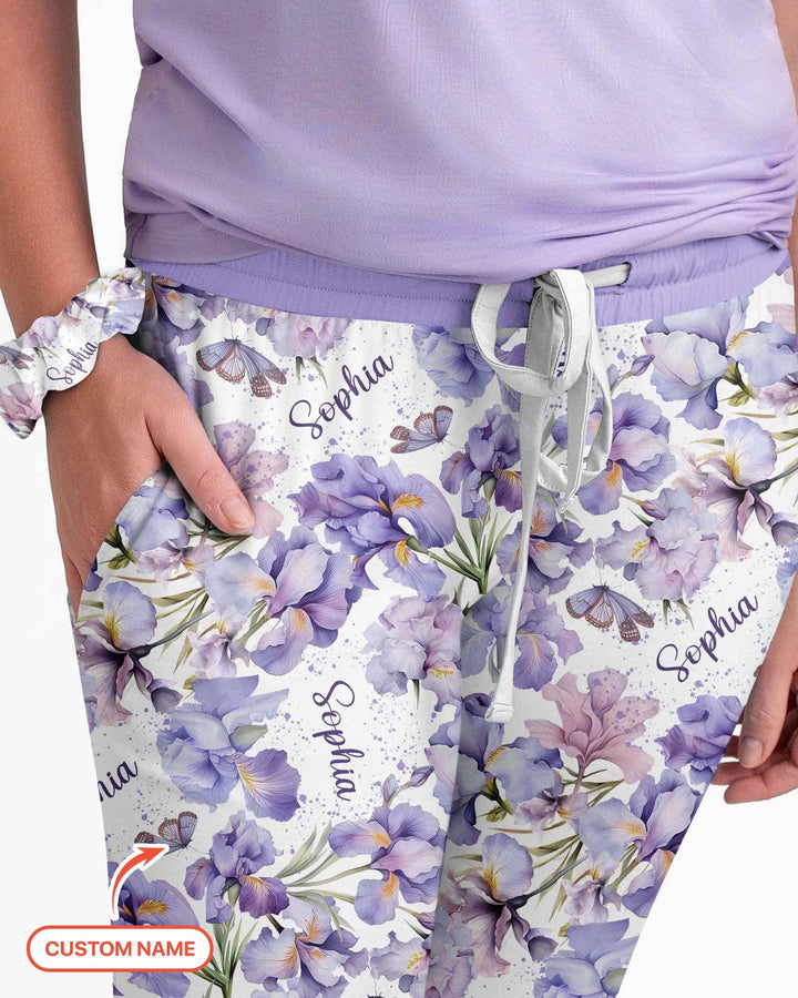 Benutzerdefinierter Name Geburtsmonatsblumen Bambus Damen Schlafanzug-Set