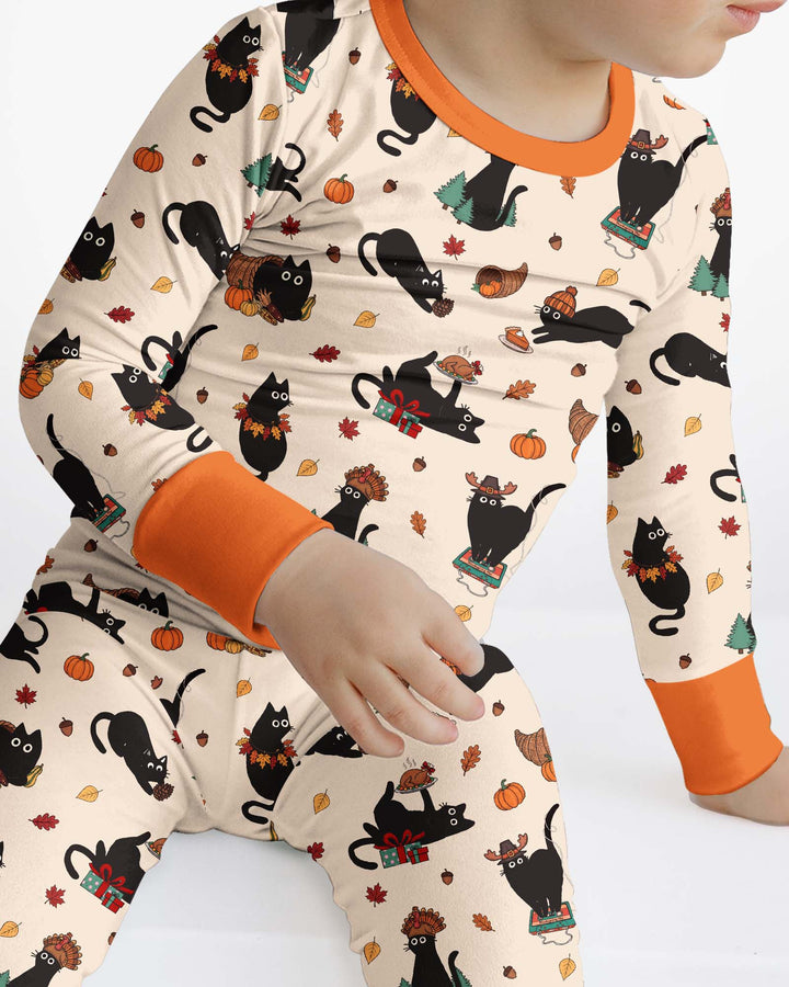 Black Cat Cozy Season Bamboo Two Piece Long Sleeve Pajama Set