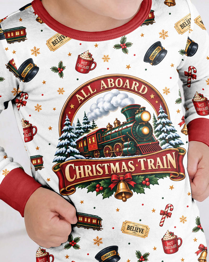 All Aboard Christmas Express Bamboo Two Piece Long Sleeve Pajama Set