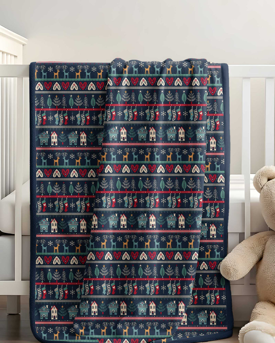 Vintage Nordic Christmas Bamboo Blanket