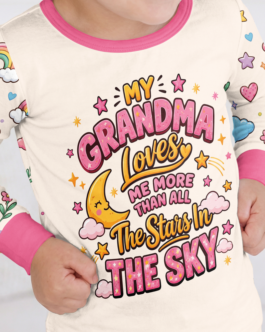 My Grandma Loves Me More Than All The Stars Bamboo Two Piece Long Sleeve Pajama Set
