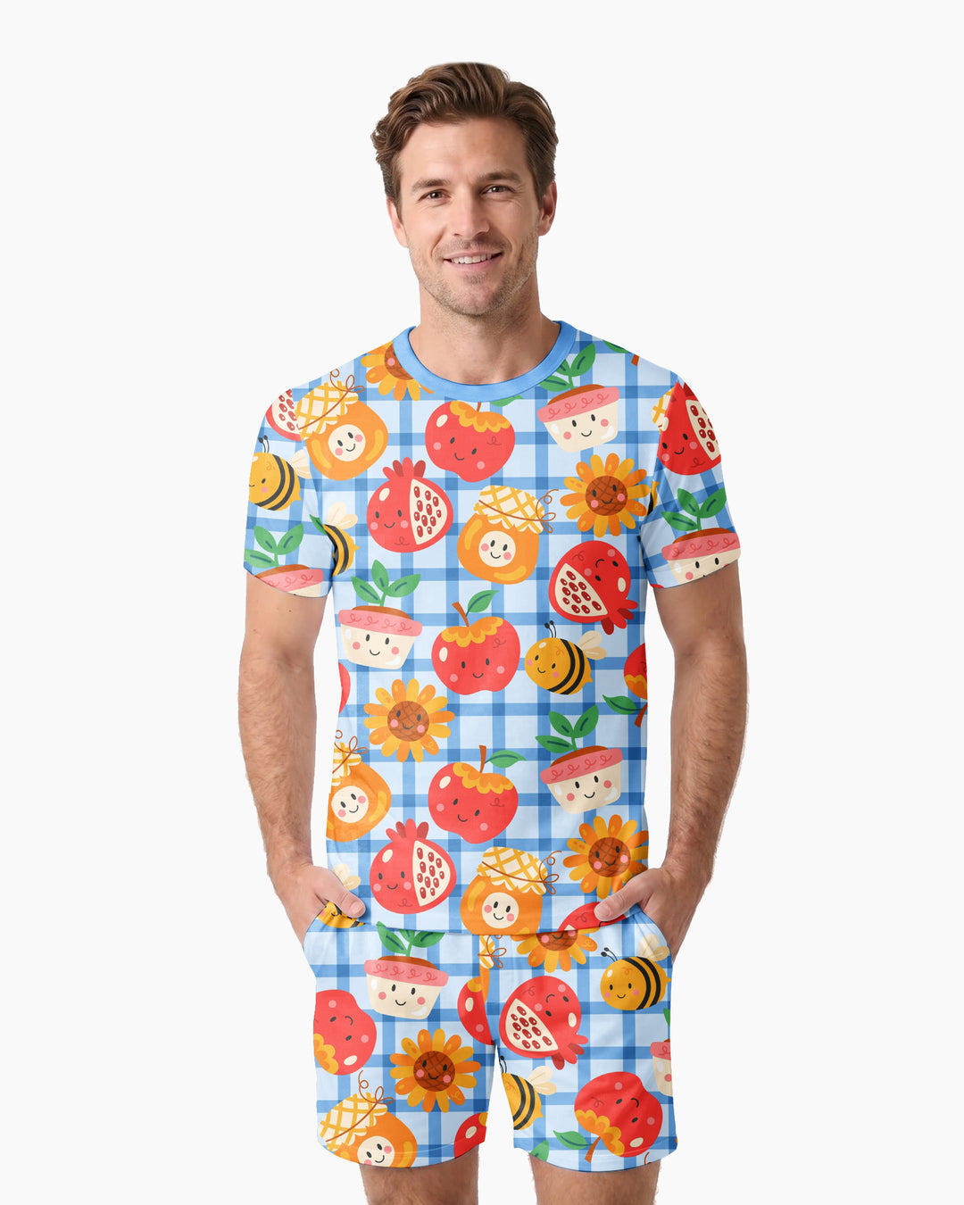 Sweet New Year Bamboo Men Short Sleeve Short Pajama Set