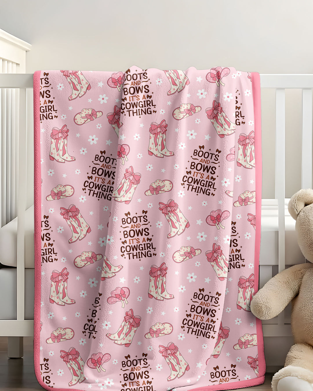 Western Cowgirl Boots And Bows Bamboo Blanket