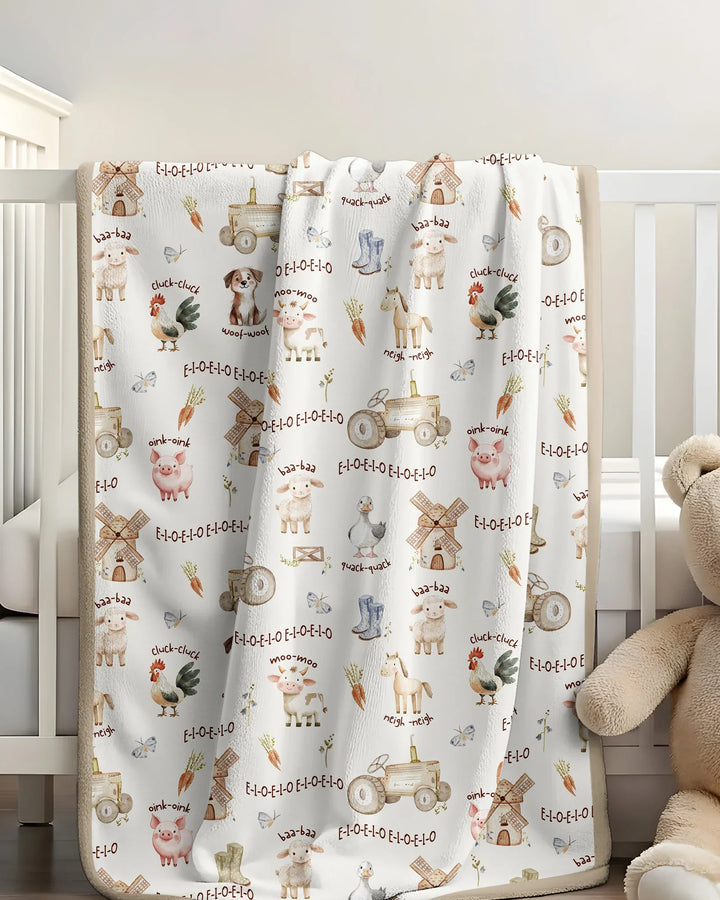 Old McDonald Farm Family Matching Bamboo Blanket