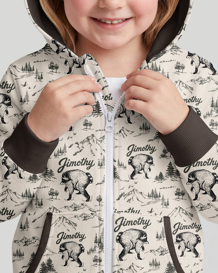 Vintage Jimothy Racoon Family Matching Bamboo Zip Hoodie