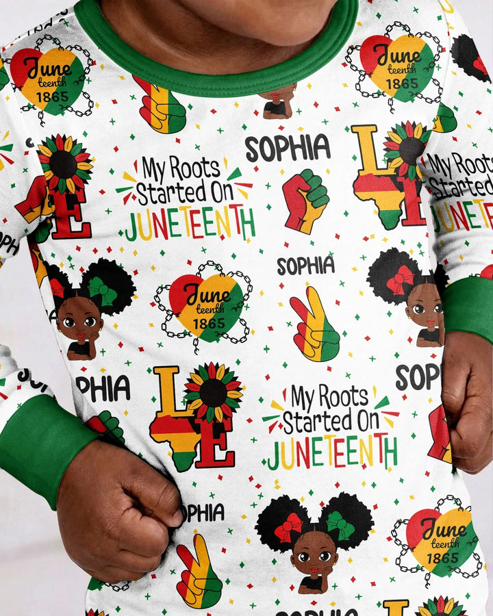 Custom Name My Roots Started On Juneteenth Bamboo Two Piece Long Sleeve Pajama Set