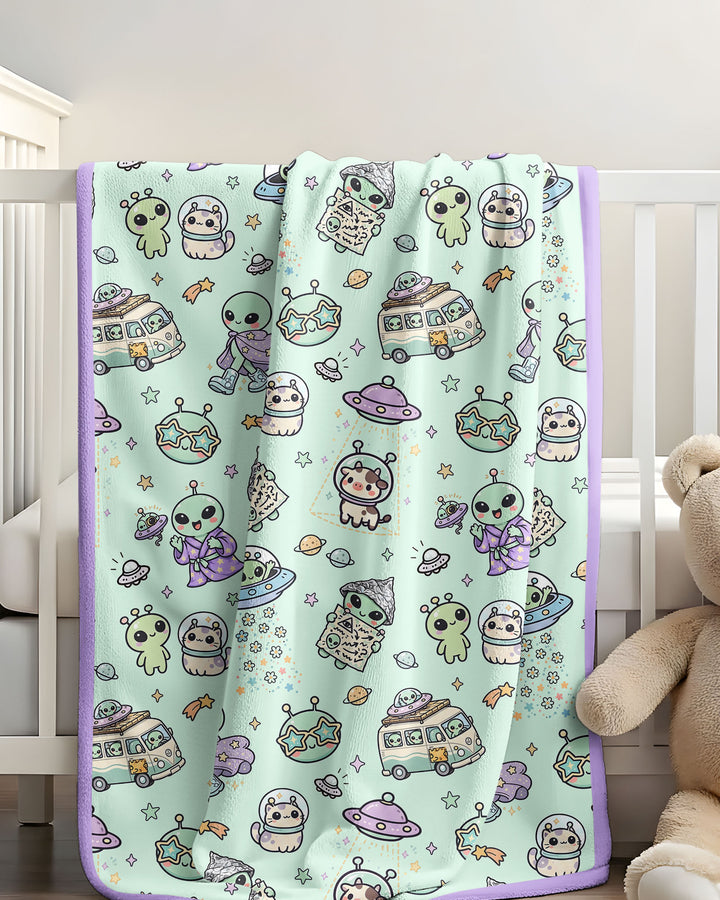 Little Alien Explorer Bamboo Blanket