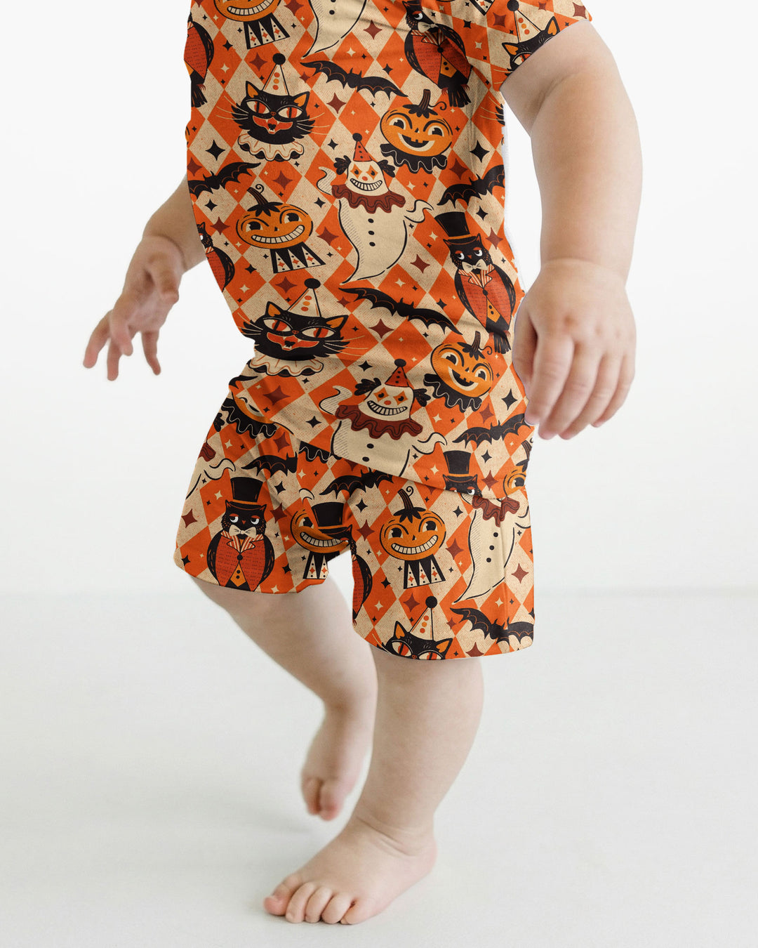 Vintage Halloween Carnival Bamboo Two Piece Short Sleeve Shorts Pajama Set