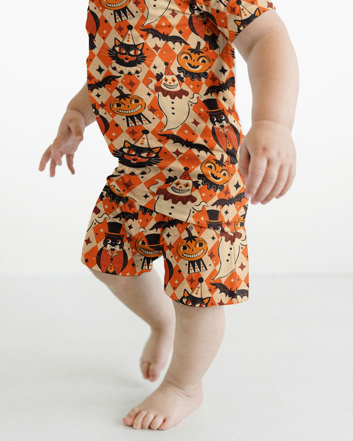 Vintage Halloween Carnival Bamboo Two Piece Short Sleeve Shorts Pajama Set