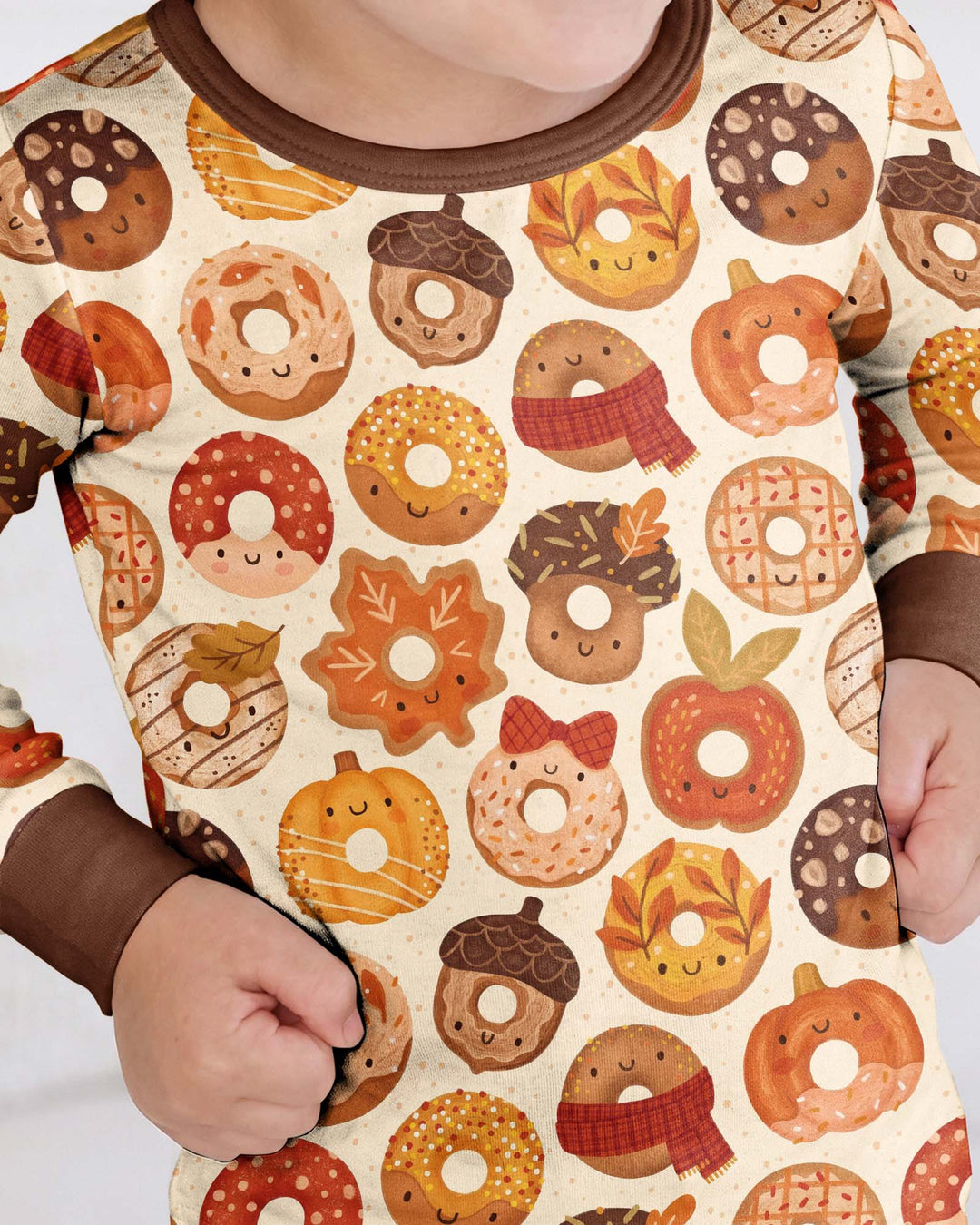 Cute Autumn Donut Bamboo Two Piece Long Sleeve Pajama Set