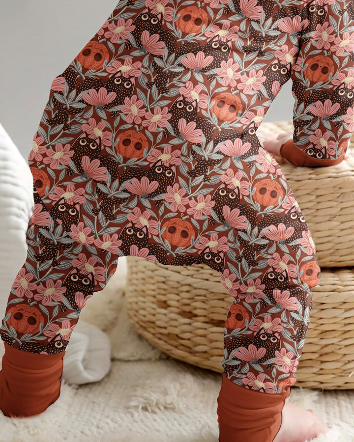 Spooky Owl Pumpkin Folk Floral Halloween Bamboo Convertible Zippy