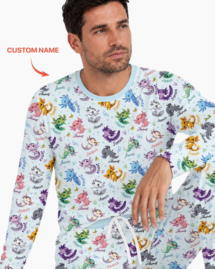 I Love You Axolotl Custom Name Bamboo Men's Pajama Set