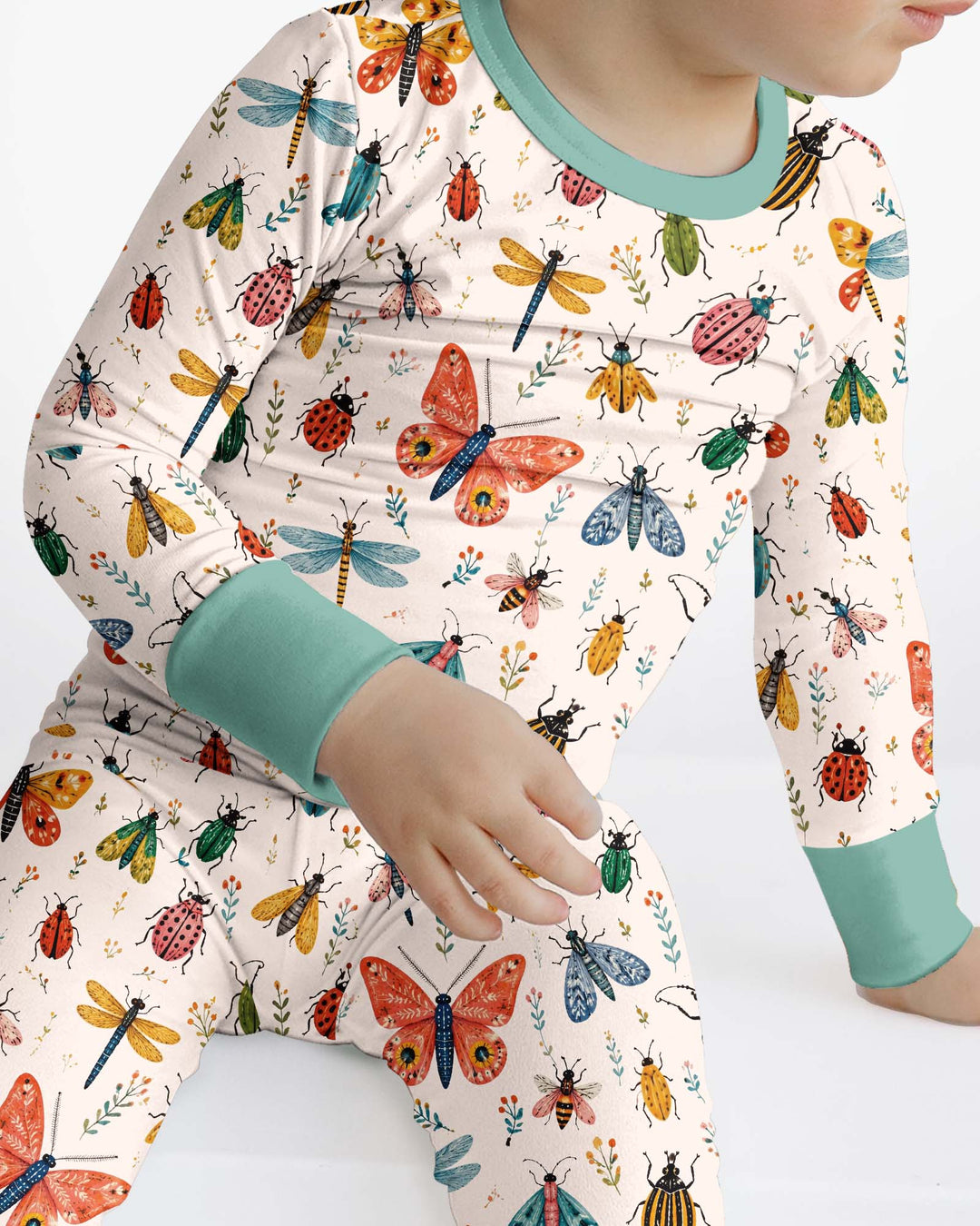 Folk Art Insects Bamboo Two Piece Long Sleeve Pajama Set