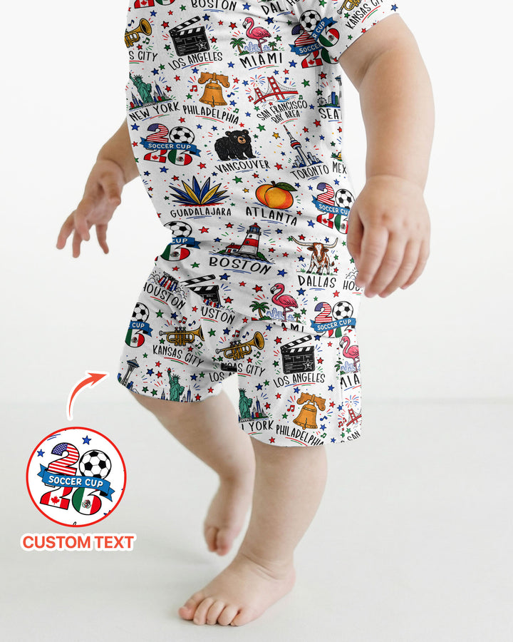 2026 Soccer Cup Host Citties Bamboo Two Piece Short Sleeve Shorts Pajama Set