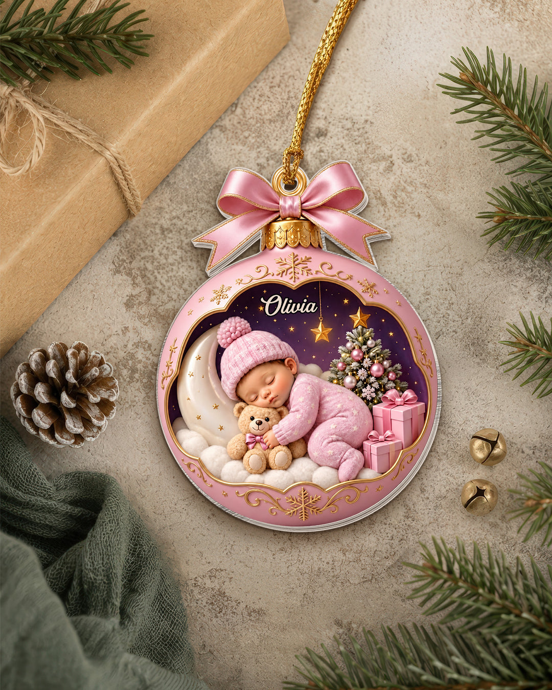 Charming Baby First Christmas 1-Side Photo Acrylic Ornament