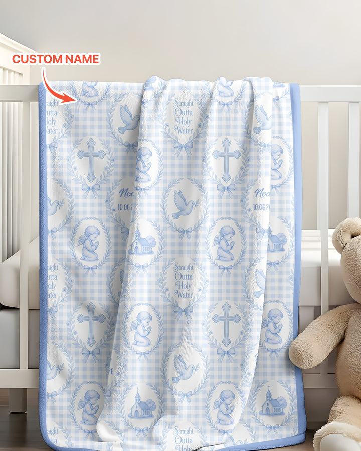 Custom Name Baptism Straight Outta Holy Water Bamboo Blanket