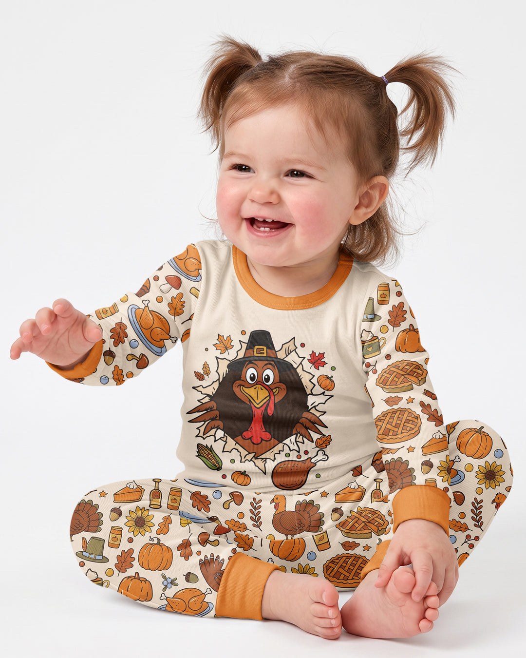 Funny Turkey on Thanksgiving Bamboo Two Piece Long Sleeve Pajama Set