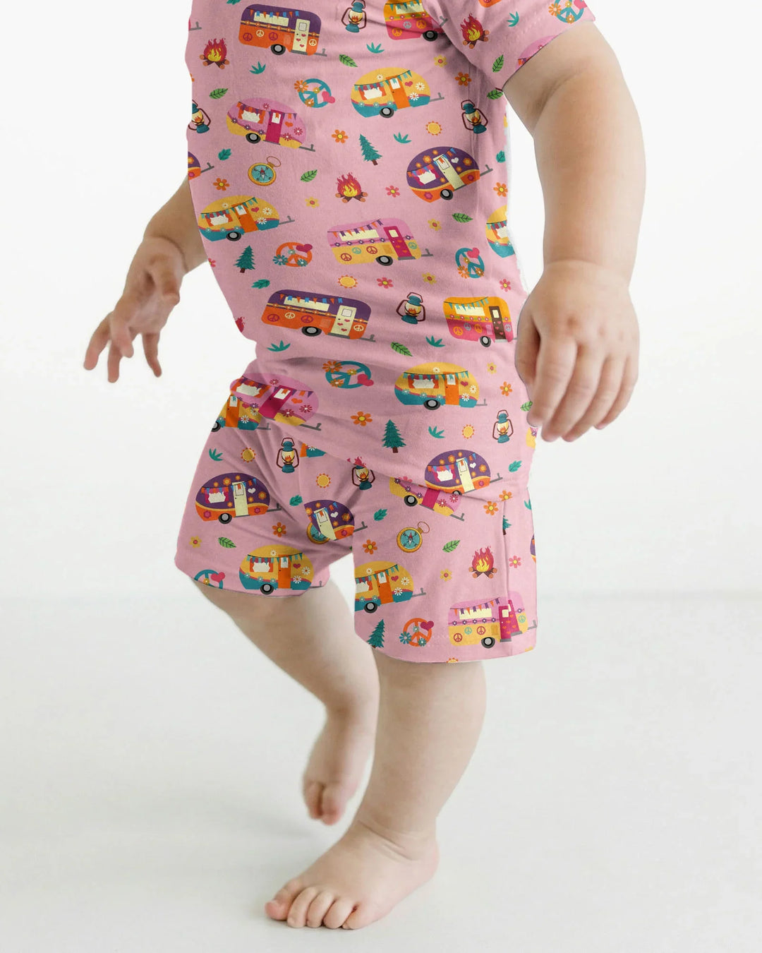 Happy Little Camper Bamboo Two Piece Short Sleeve Shorts Pajama Set