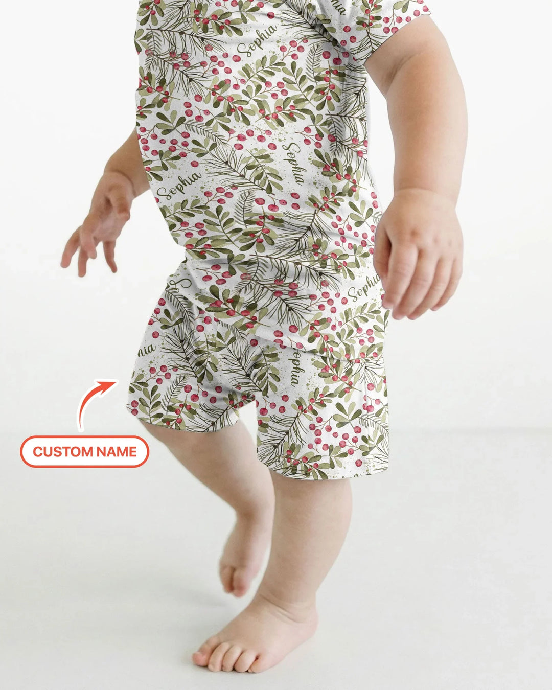 Custom Name Birth Month Flowers Bamboo Two Piece Short Sleeve Shorts Pajama Set
