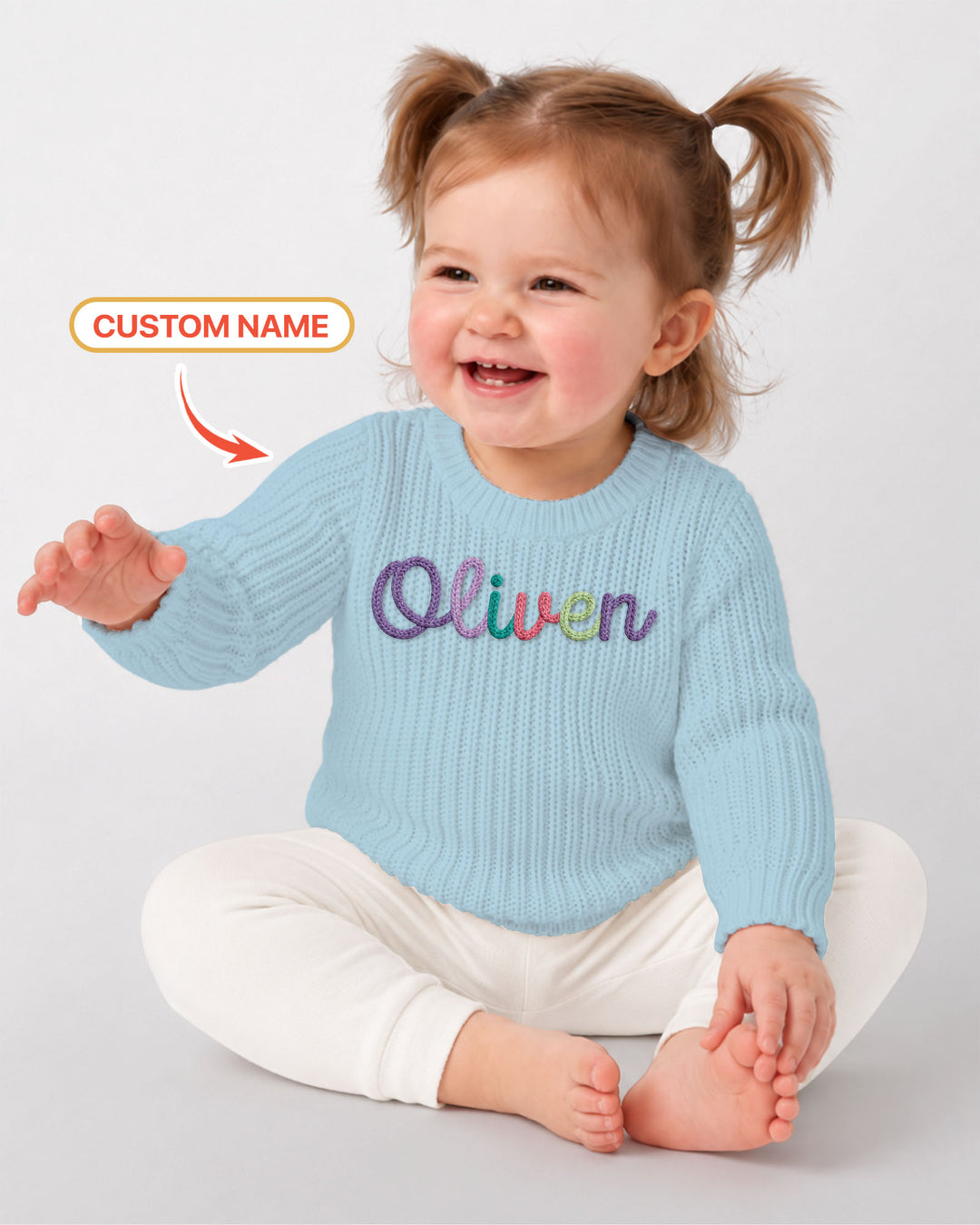 Embroidered Baby Name Bamboo Knit Sweater Bubble