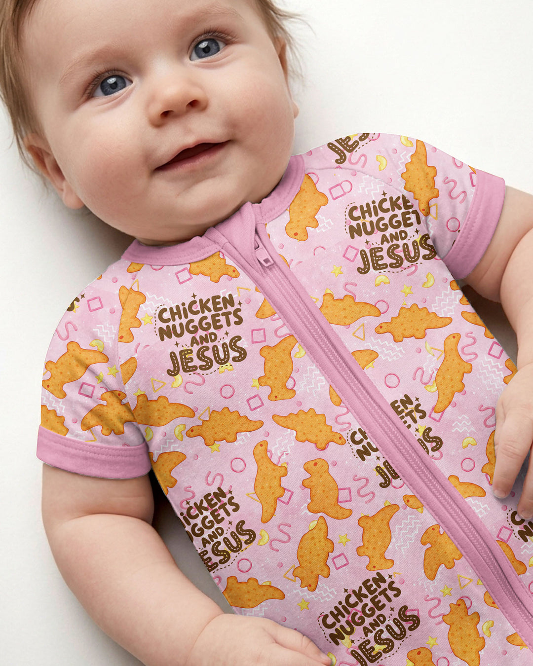 Chicken Nuggets and Jesus Family Matching Bamboo Shorty Zippy