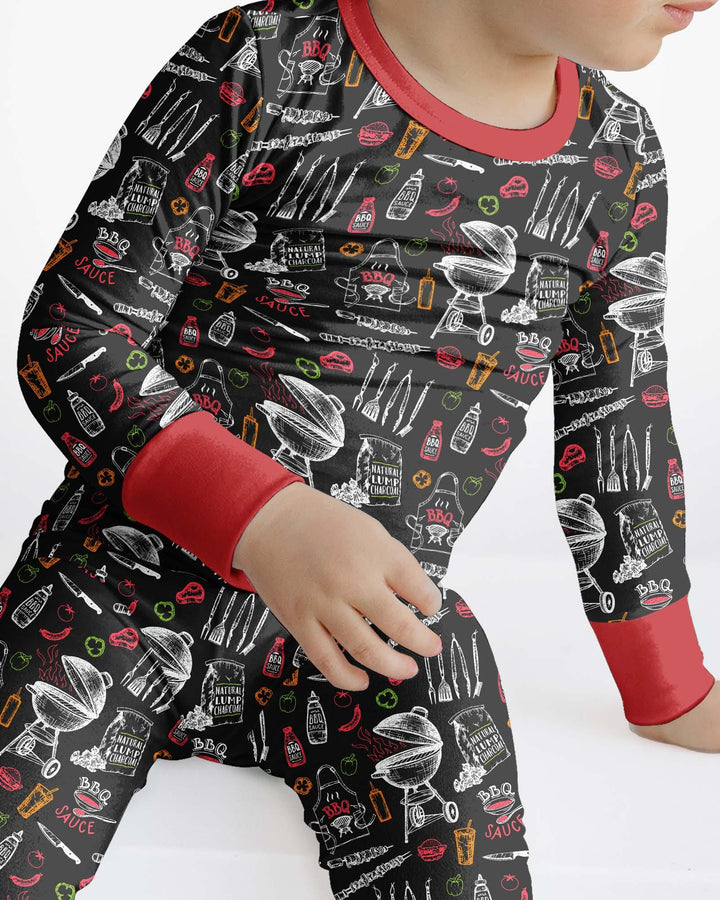 Backyard BBQ Party Family Matching Bamboo Two Piece Long Sleeve Pajama Set