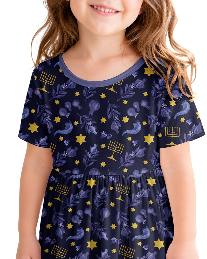 Rosh Hashanah Night Family Matching Bamboo Twirl Dress
