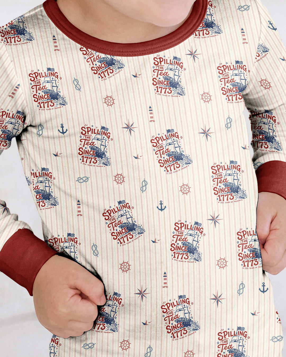 Spilling The Tea Since 1773 Family Matching Bamboo Two Piece Long Sleeve Pajama Set