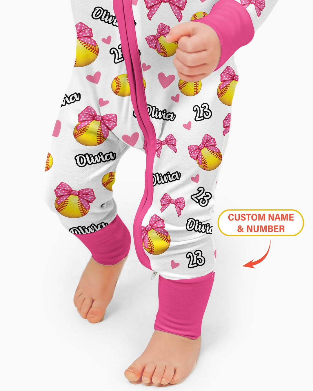 Coquette Ball Custom Name And Number Bamboo Convertible Zippy