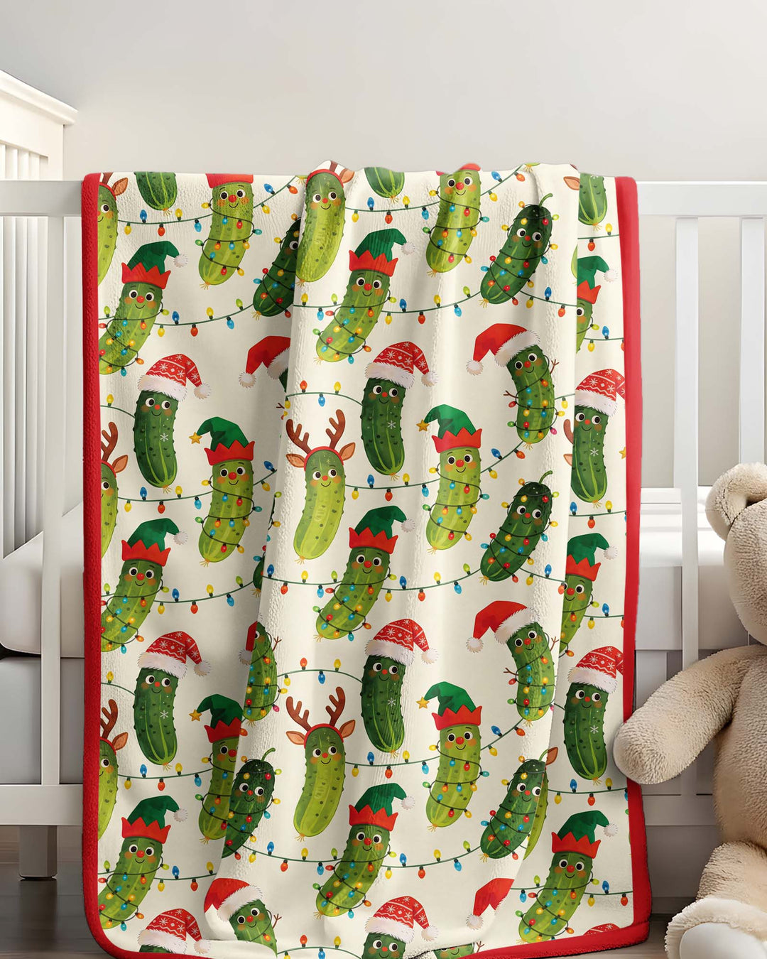 Cheerful Christmas Pickle Bamboo Blanket